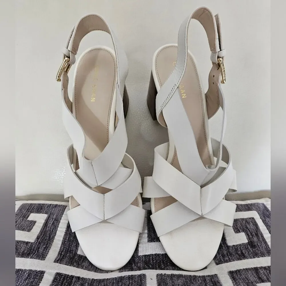 COLE HAAN Jamie Leather Sandals Chunky Heel size 7.5 - Picture 5 of 9